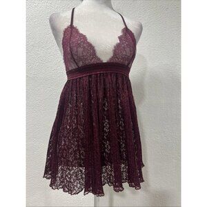 Victoria secret Lace Sleepwear Babydoll Top Size Small ,Gothic Coquette Burgundy